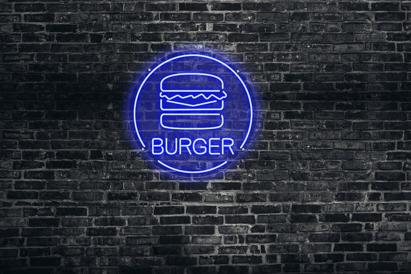 Neon LED schriftzug sign schild light strip blue online home dekor business event party, burger