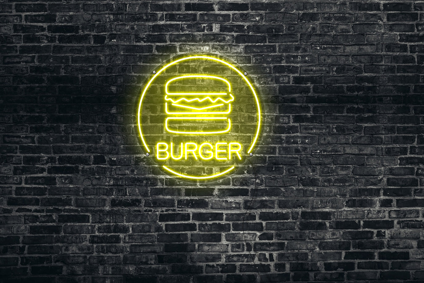 Neon LED schriftzug sign schild light strip gelb online home dekor business event party, burger