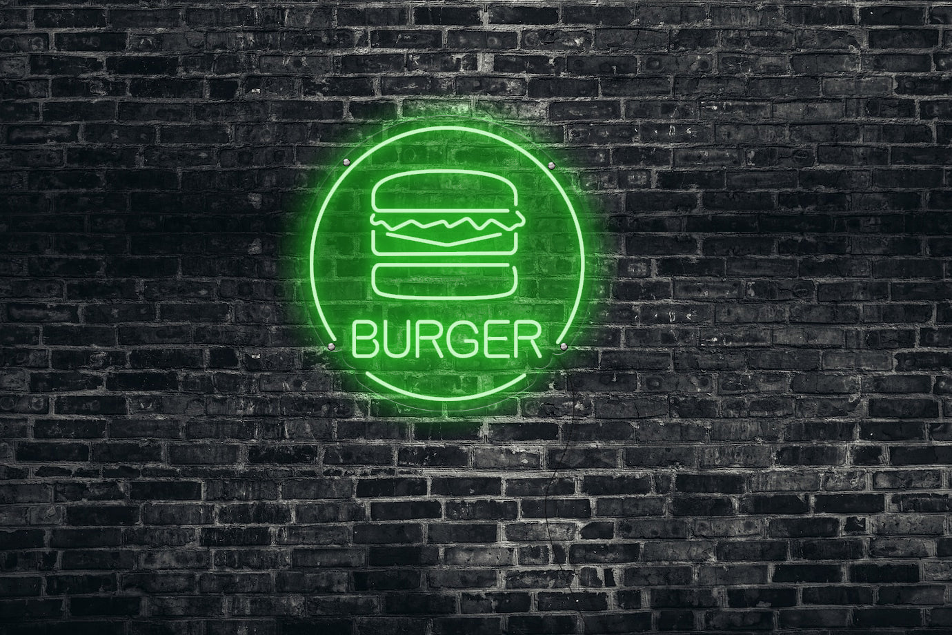 Neon LED schriftzug sign schild light strip grün online home dekor business event party, burger