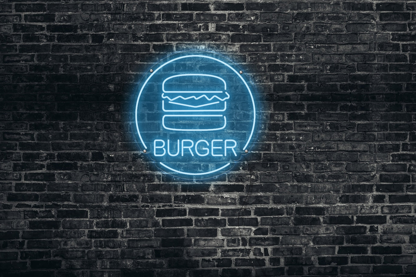 Neon LED schriftzug sign schild light strip hell blau online home dekor business event party, burger