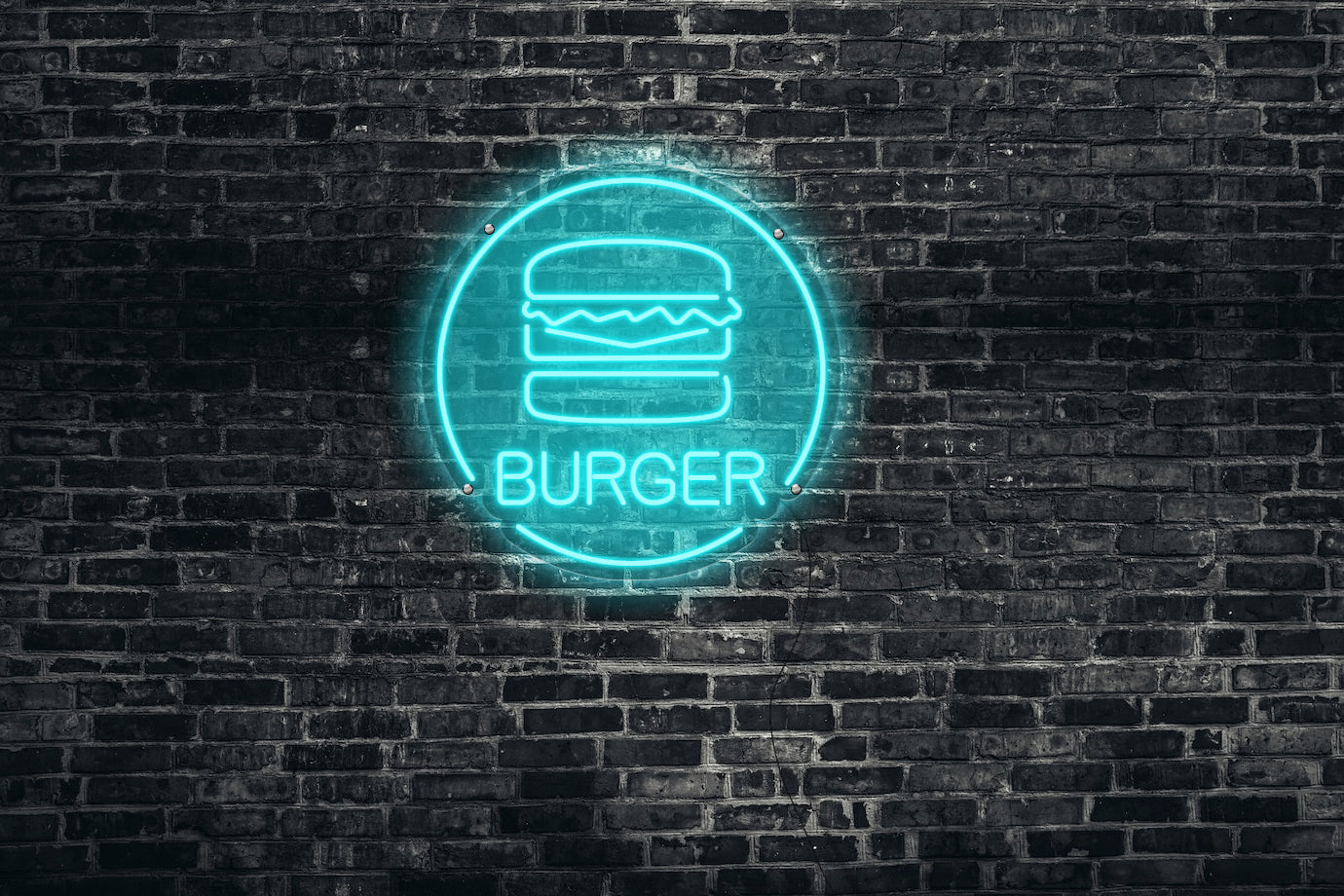 Neon LED schriftzug sign schild light strip türkis online home dekor business event party, burger