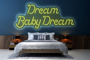 Neon LED schriftzug sign schild light strip gelb online home dekor lifestyle, dream baby dream