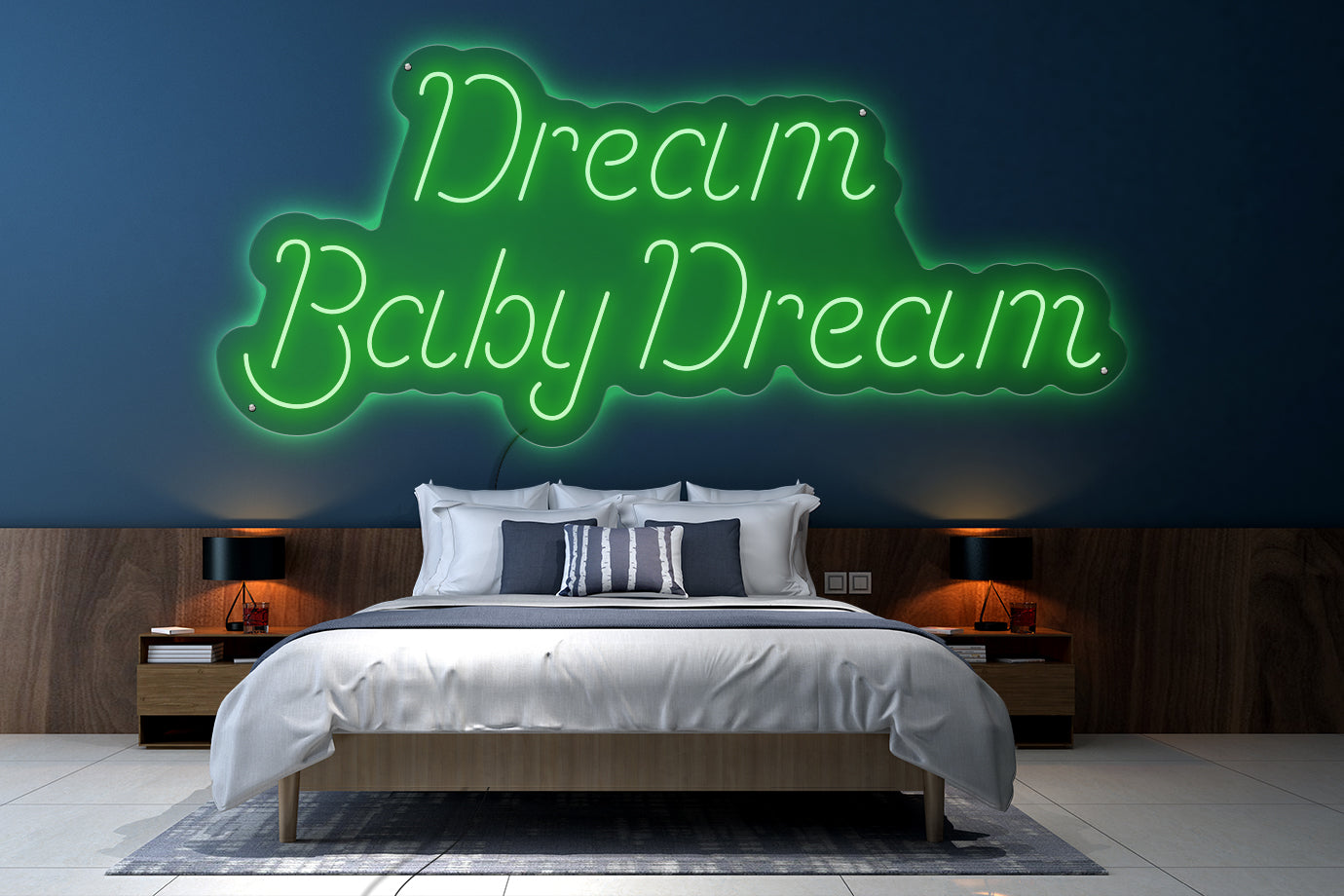 Neon LED schriftzug sign schild light strip grün online home dekor lifestyle, dream baby dream