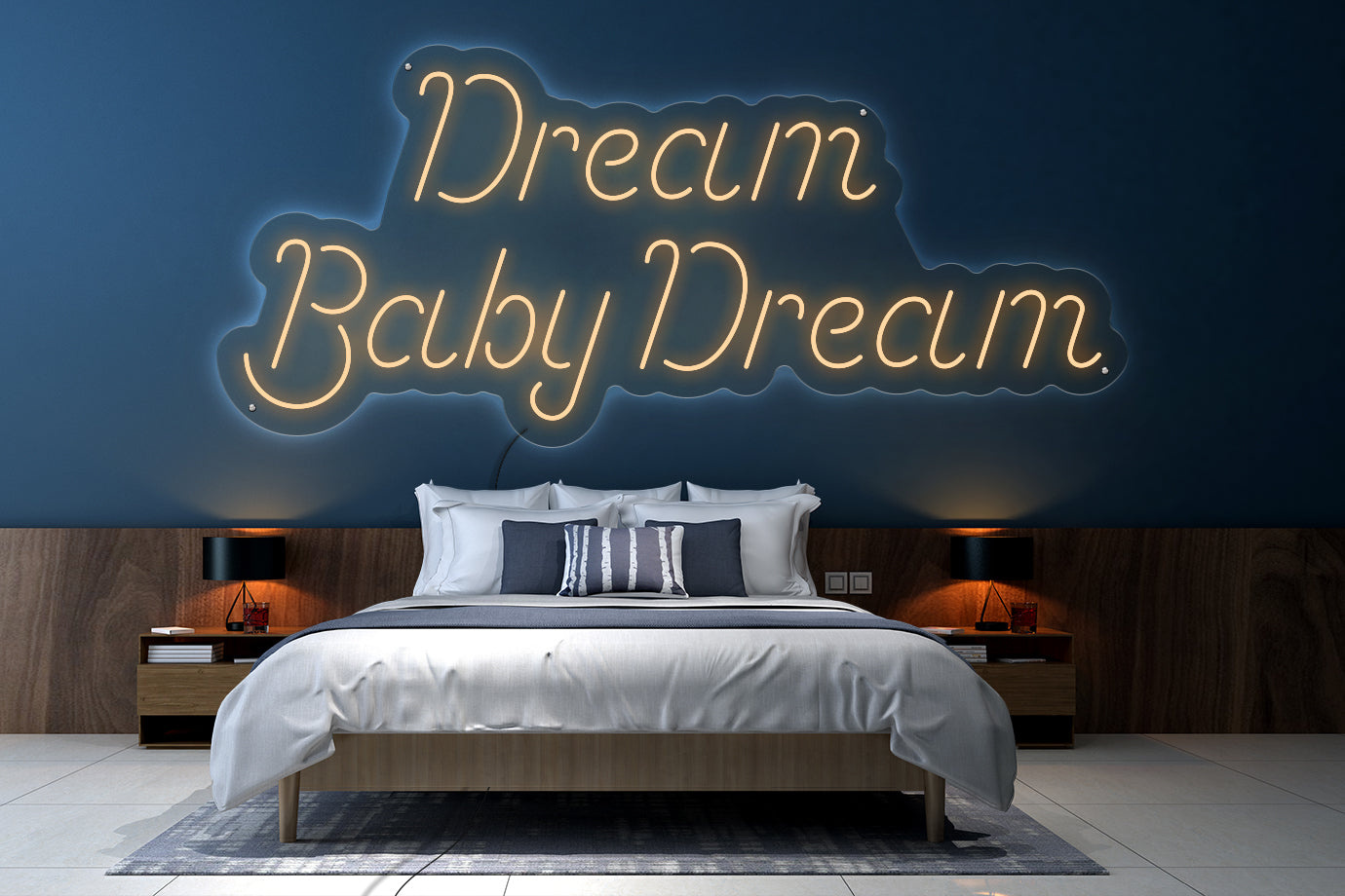 Neon LED schriftzug sign schild light strip orange online home dekor lifestyle, dream baby dream