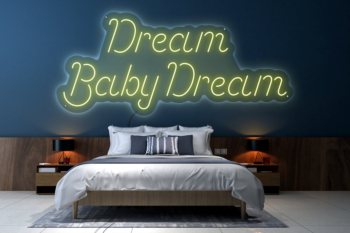 Neon LED schriftzug sign schild light strip warmweiss online home dekor lifestyle, dream baby dream