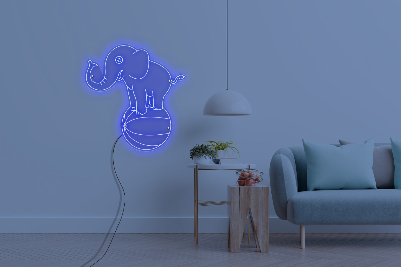 Neon LED schriftzug sign schild light strip blau online home dekor, elefant