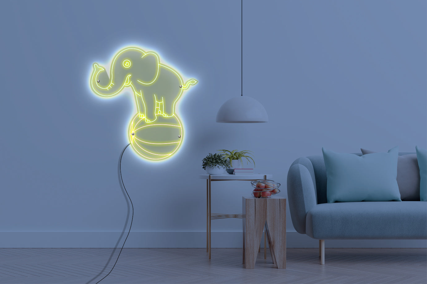 Neon LED schriftzug sign schild light strip gelb online home dekor, elefant