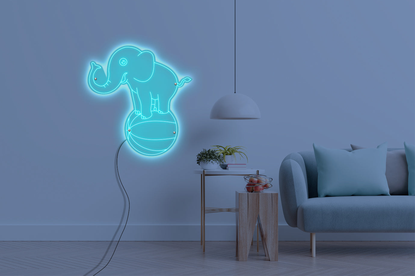 Neon LED schriftzug sign schild light strip türkis online home dekor, elefant