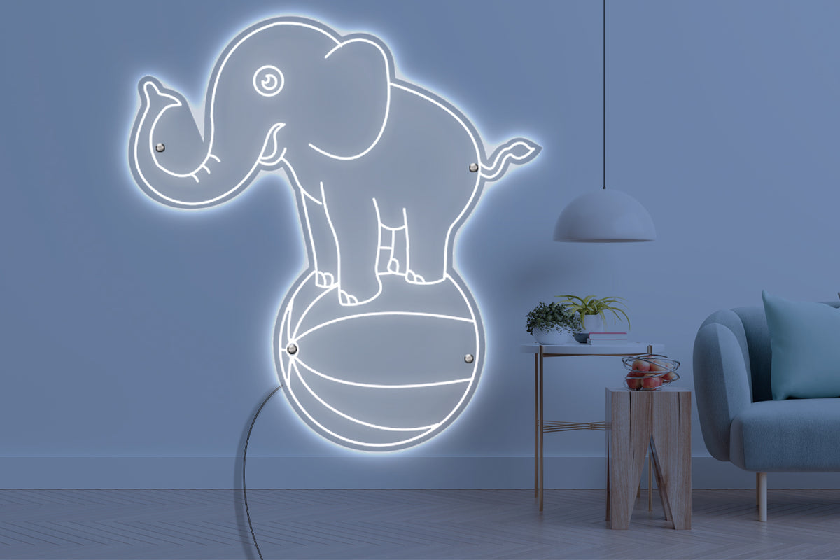 Neon LED schriftzug sign schild light strip weiss online home dekor, elefant