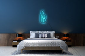 Neon LED schriftzug sign schild light strip türkis online home dekor business lifestyle, flasche und glaser