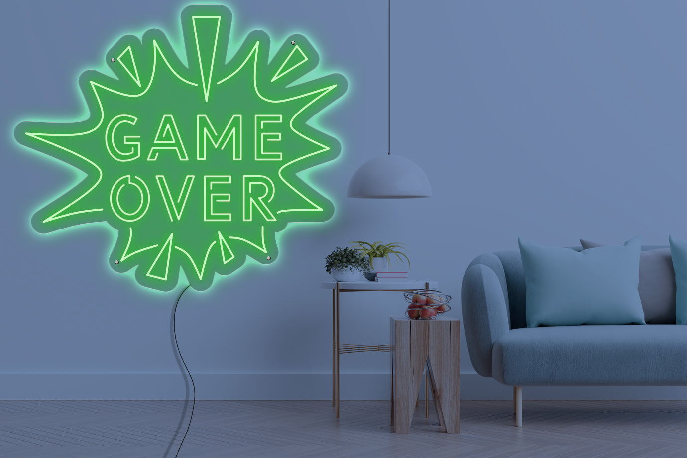 Neon LED schriftzug sign schild light strip grün online home dekor business gaming lifestyle, game over