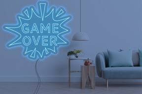 Neon LED schriftzug sign schild light strip hell blau online home dekor business gaming lifestyle, game over