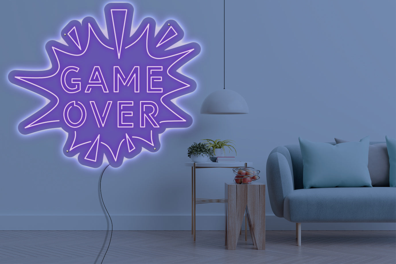 Neon LED schriftzug sign schild light strip lila online home dekor business gaming lifestyle, game over