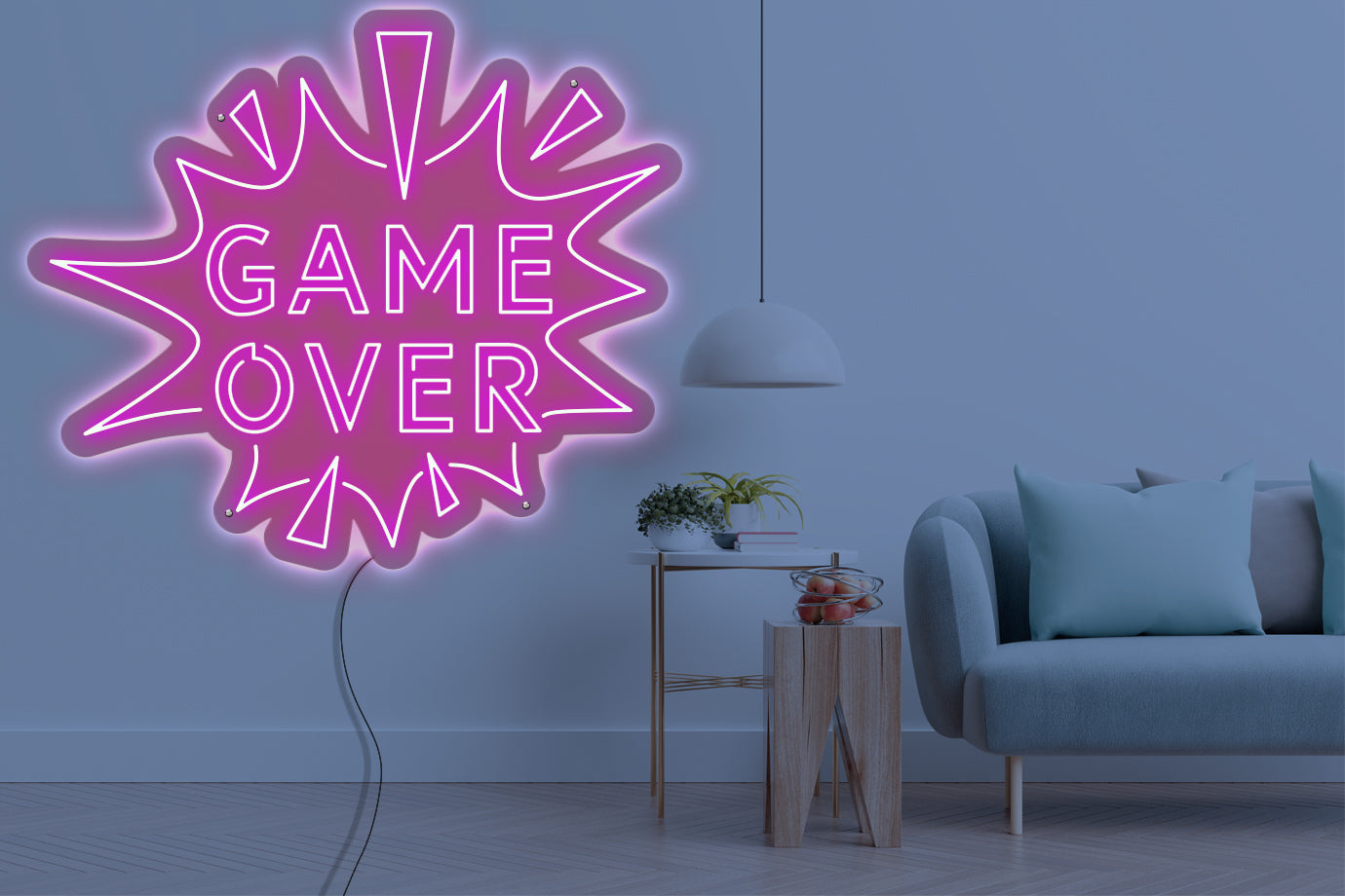 Neon LED schriftzug sign schild light strip pink online home dekor business gaming lifestyle, game over