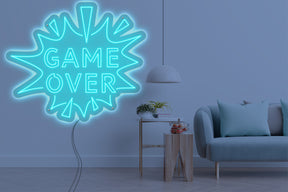 Neon LED schriftzug sign schild light strip türkis online home dekor business gaming lifestyle, game over