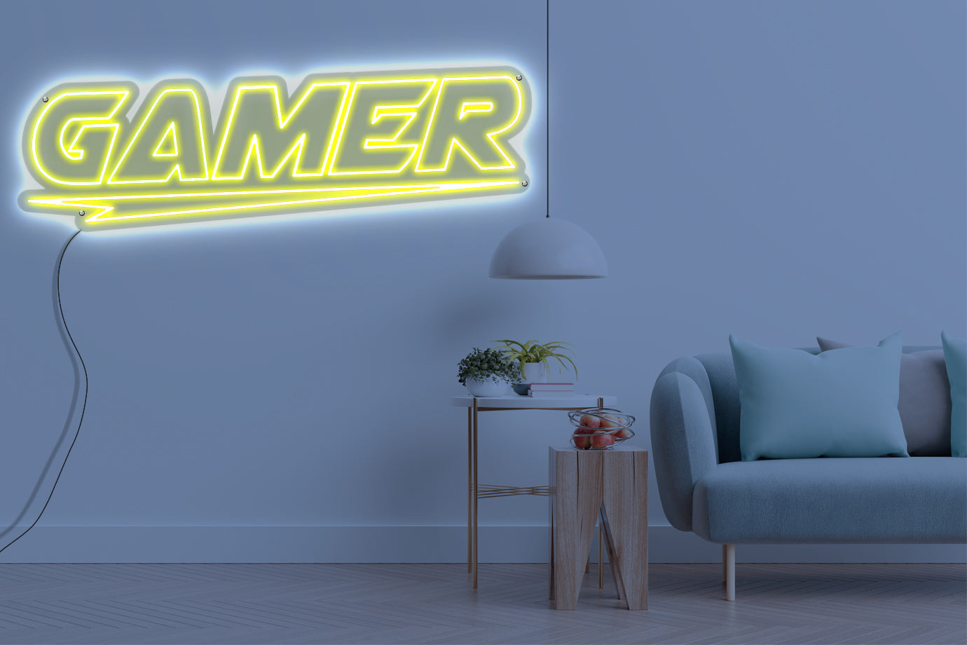 Neon LED schriftzug sign schild light strip gelb online home dekor business gaming lifestyle, gamer