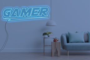 Neon LED schriftzug sign schild light strip hell blau online home dekor business gaming lifestyle, gamer