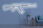 Neon LED schriftzug sign schild light strip weiss online home dekor business lifstyle, gewehr