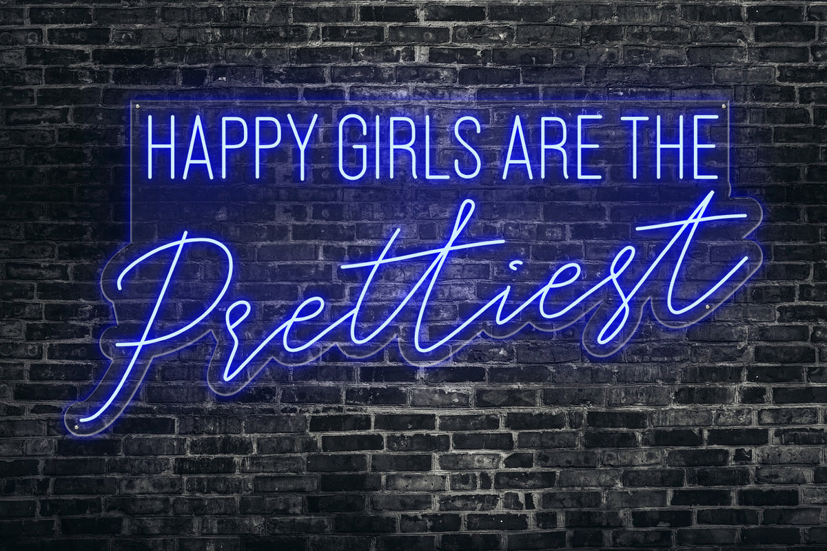 Neon LED schriftzug sign schild light strip blau online home dekor, happy girls are the prettiest