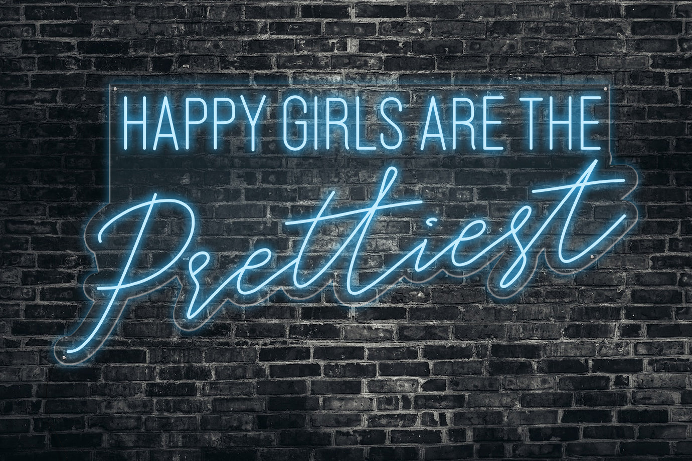 Neon LED schriftzug sign schild light strip hell blau online home dekor, happy girls are the prettiest