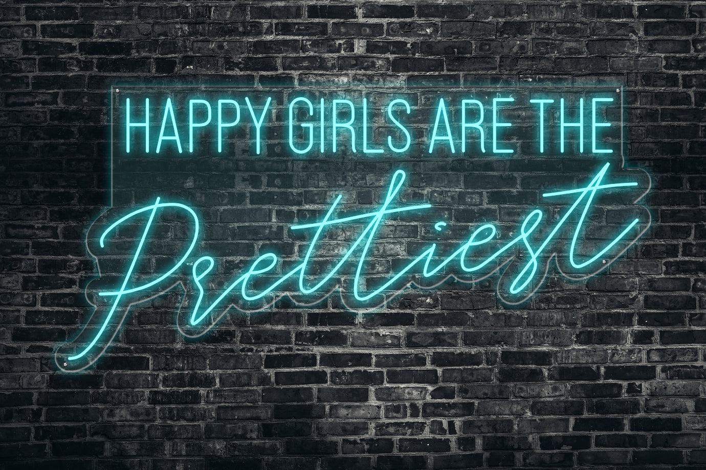 Neon LED schriftzug sign schild light strip türkis online home dekor, happy girls are the prettiest