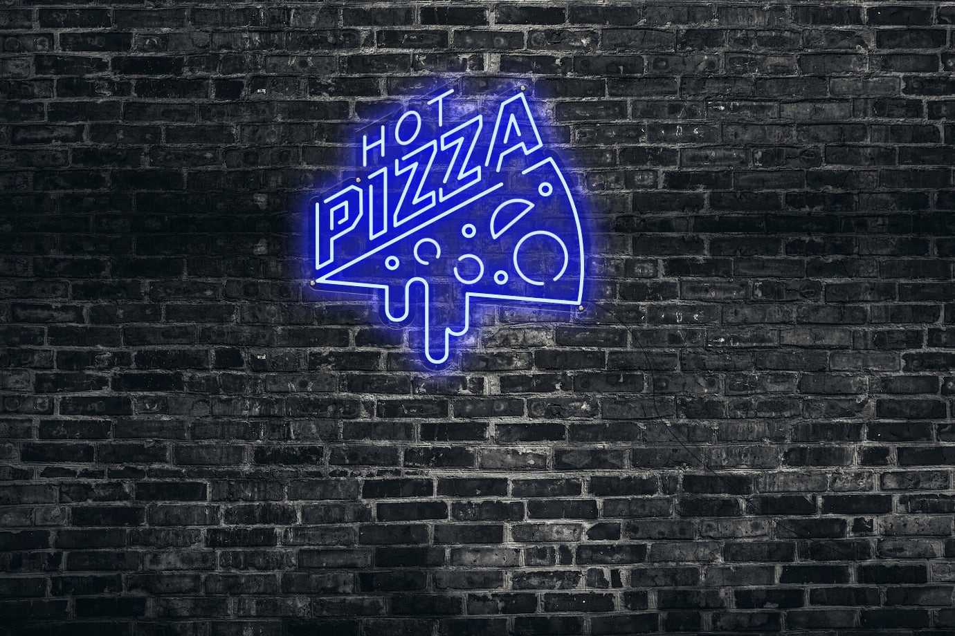 Neon LED schriftzug sign schild light strip blau online home dekor business, hot pizza