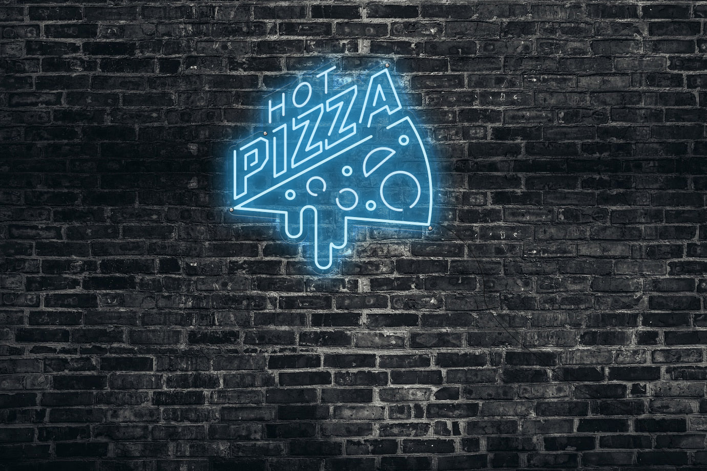 Neon LED schriftzug sign schild light strip hell blau online home dekor business, hot pizza