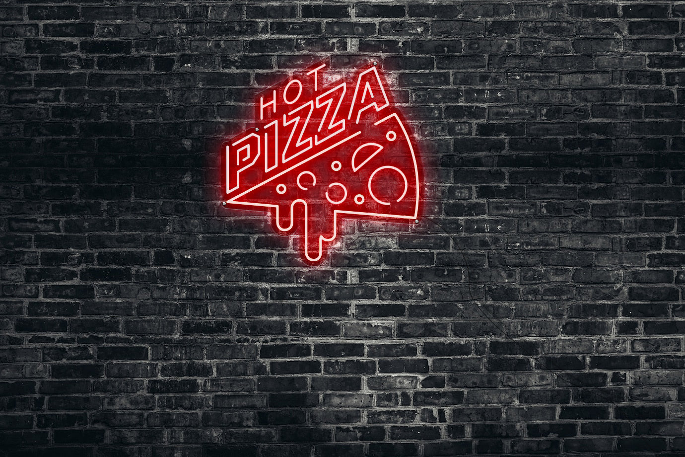 Neon LED schriftzug sign schild light strip rot online home dekor business, hot pizza