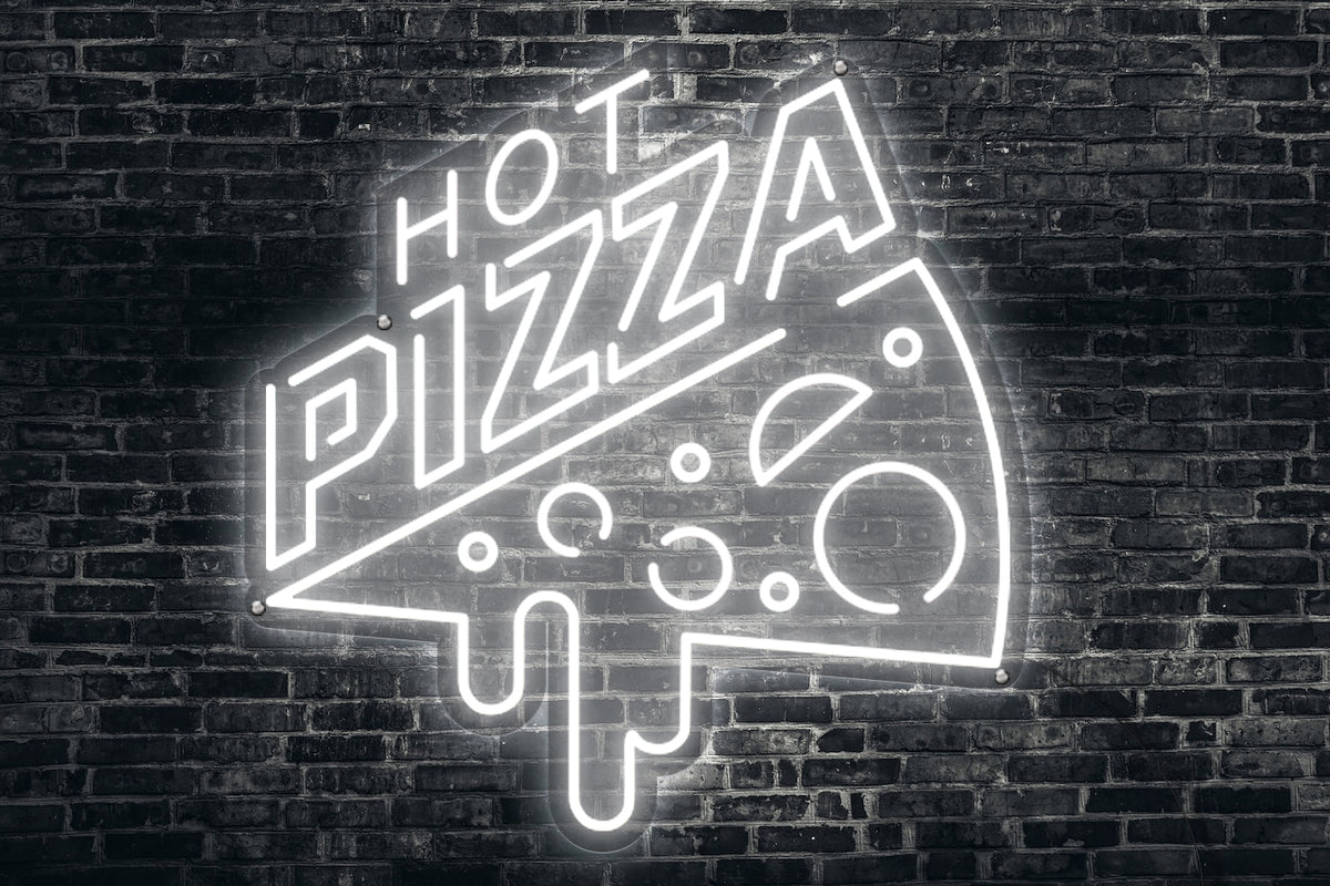 Neon LED schriftzug sign schild light strip weiss online home dekor business, hot pizza