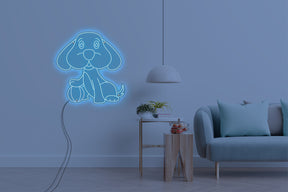 Neon LED schriftzug sign schild light strip hell blau online home dekor, hund