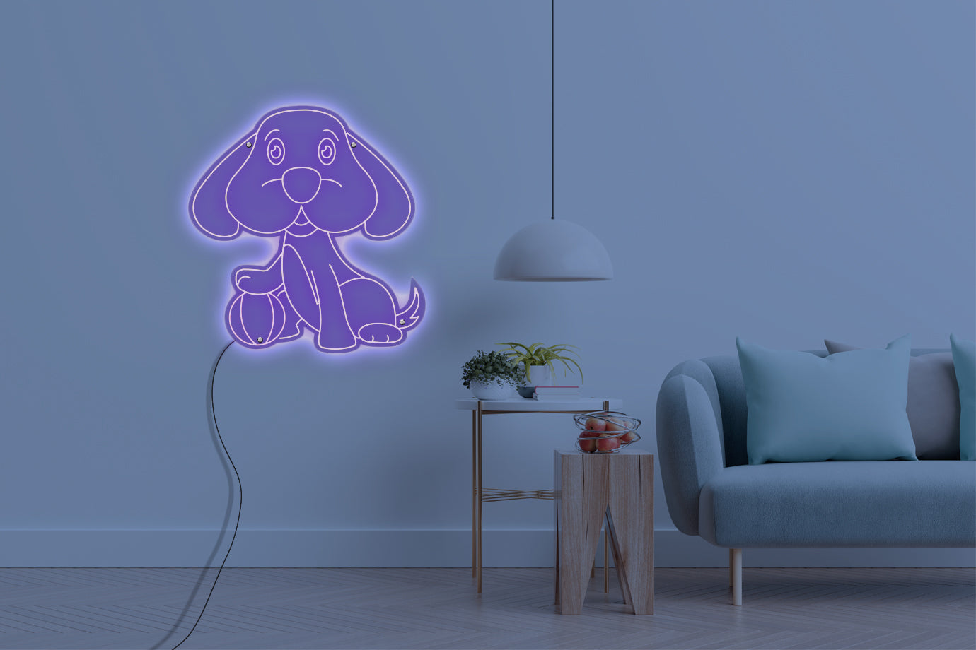 Neon LED schriftzug sign schild light strip lila online home dekor, hund