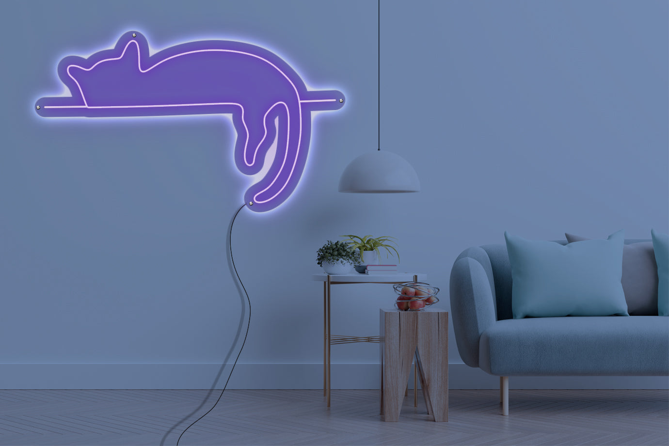 Neon LED schriftzug sign schild light strip lila online home dekor, katze