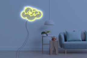 Neon LED schriftzug sign schild light strip gelb online home dekor, kind in der wolke