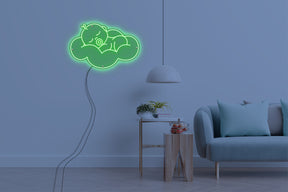 Neon LED schriftzug sign schild light strip grün online home dekor, kind in der wolke