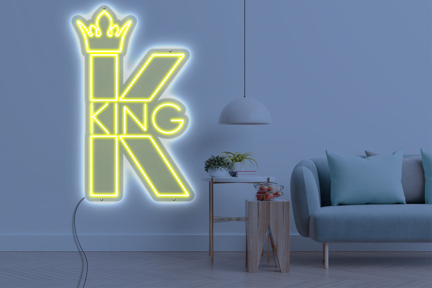 Neon LED schriftzug sign schild light strip gelb online home dekor business, könig, king