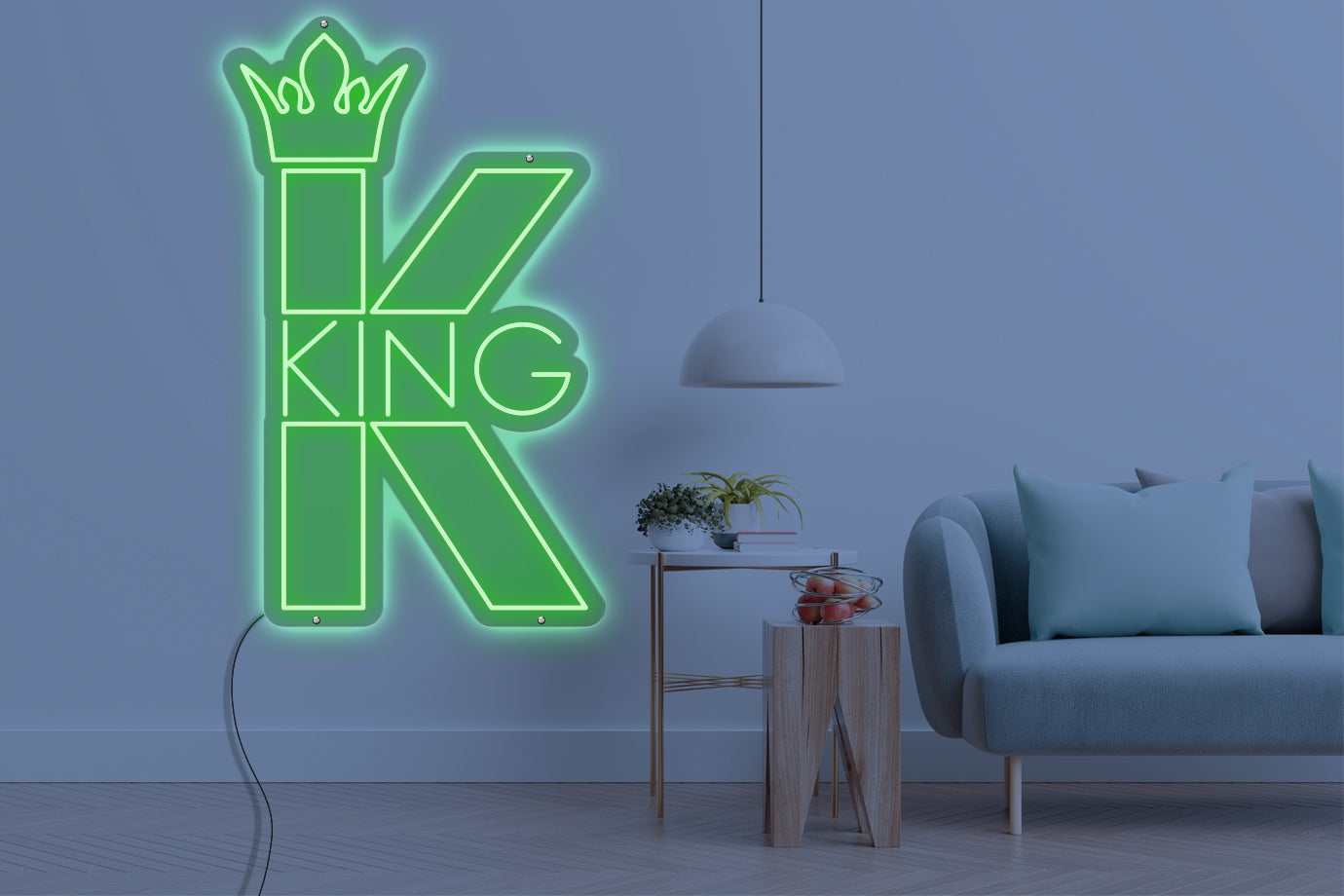 Neon LED schriftzug sign schild light strip grün online home dekor business, könig, king