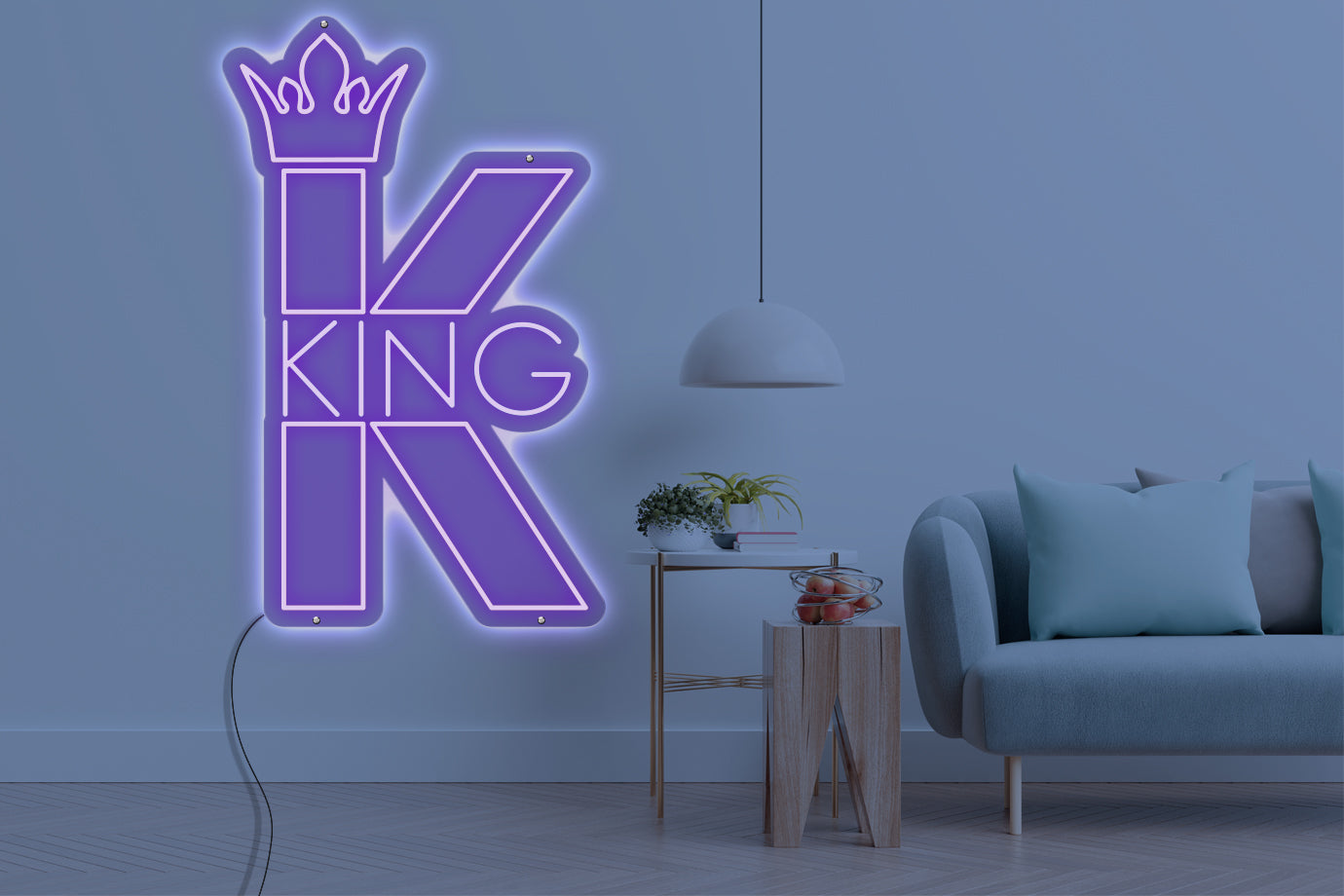 Neon LED schriftzug sign schild light strip lila online home dekor business, könig, king