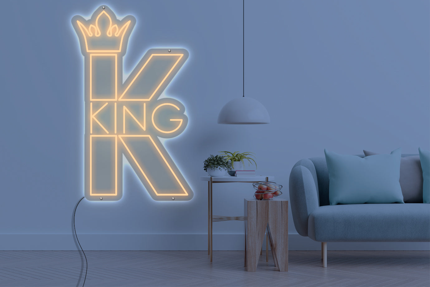 Neon LED schriftzug sign schild light strip orange online home dekor business, könig, king