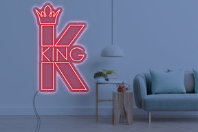 Neon LED schriftzug sign schild light strip rot online home dekor business, könig, king