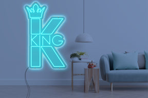 Neon LED schriftzug sign schild light strip türkis online home dekor business, könig, king