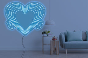 Neon LED schriftzug sign schild light strip hell blau online home dekor business, liebe, herz