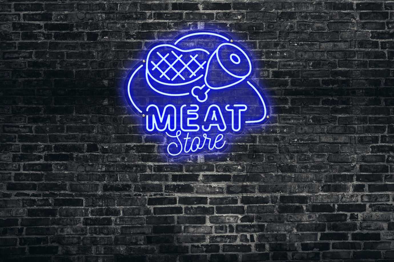 Neon LED schriftzug sign schild light strip blau online home dekor business, Meat store, Metzgerei