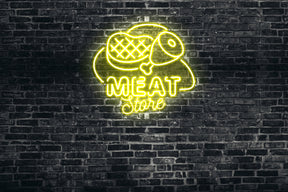 Neon LED schriftzug sign schild light strip gelb online home dekor business, Meat store, Metzgerei