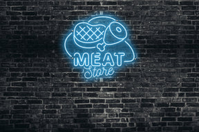 Neon LED schriftzug sign schild light strip hell blau online home dekor business, Meat store, Metzgerei