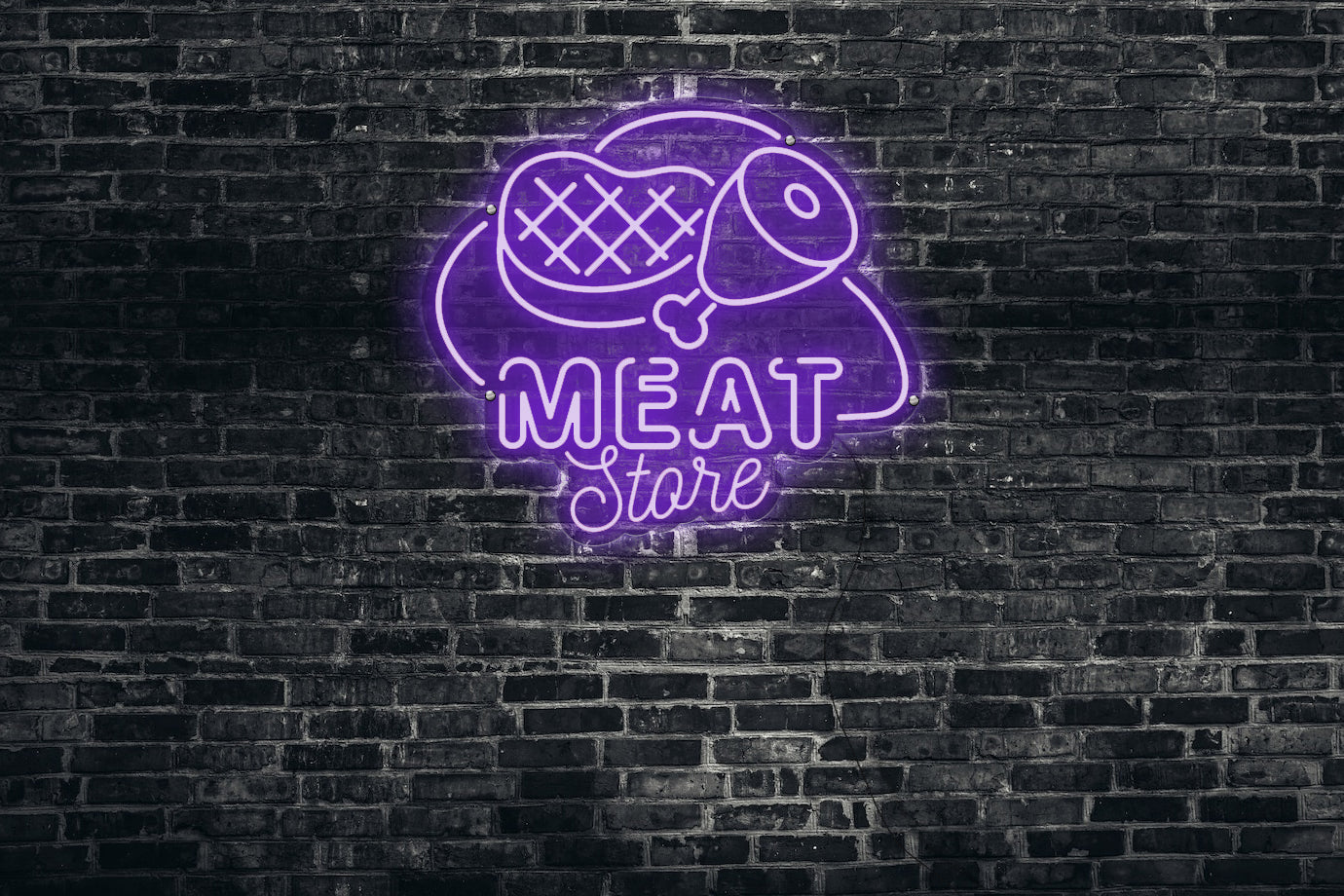 Neon LED schriftzug sign schild light strip lila online home dekor business, Meat store, Metzgerei