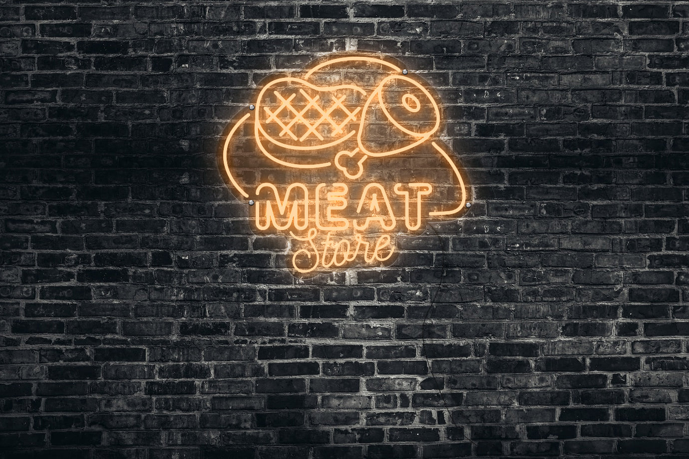 Neon LED schriftzug sign schild light strip orange online home dekor business, Meat store, Metzgerei