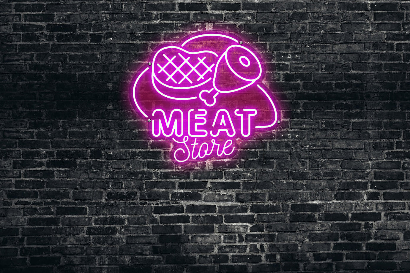 Neon LED schriftzug sign schild light strip pink online home dekor business, Meat store, Metzgerei