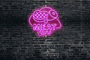 Neon LED schriftzug sign schild light strip pink online home dekor business, Meat store, Metzgerei