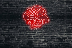 Neon LED schriftzug sign schild light strip rot online home dekor business, Meat store, Metzgerei