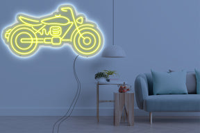 Neon LED schriftzug sign schild light strip gelb online home dekor business, Motorrad